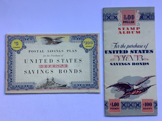 2 WW2 United States War and Defense Savings Bonds books